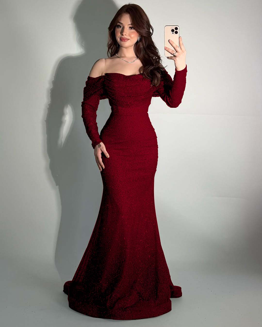 Glamorous Off-The-Shoulder Long Sleeves Beads Mermaid Prom Dress