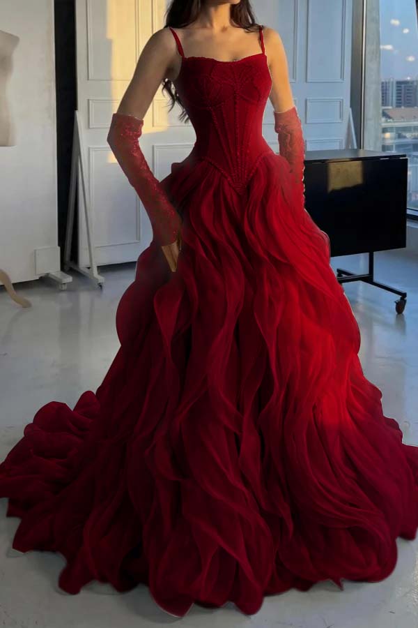 Stunning Silver Straps Formal Evening Dress Sleeveless Beading with Ruffles