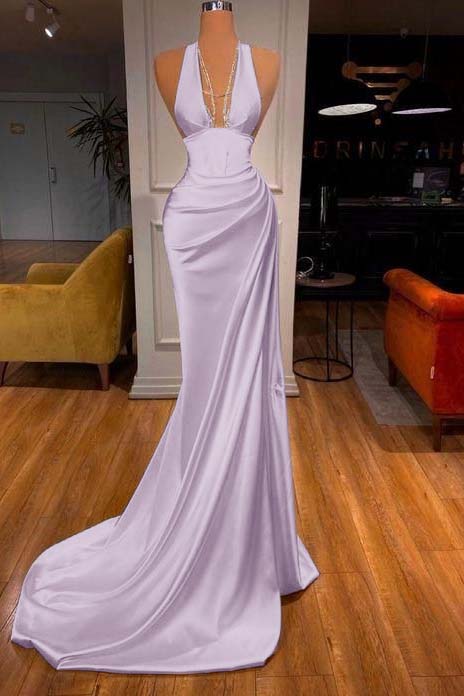Halter V-Neck Mermaid Prom Dress Elegant