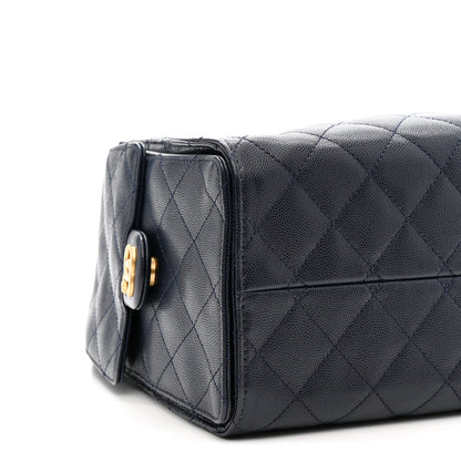 Caviar Quilted Small Chanel 25 Handbag Dark Navy