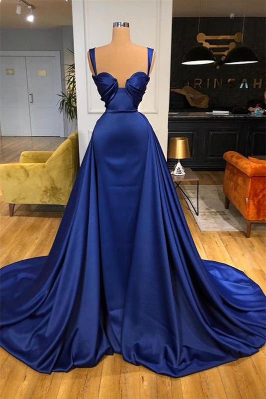 Mermaid Royal Blue Prom Dress With Detachable Train