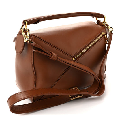 Nappa Lambskin Small Featherlight Puzzle Bag Pecan