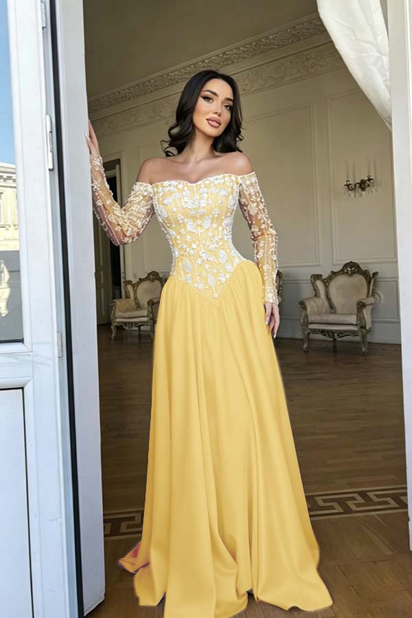 Stunning Red Bateau Neck Long Sleeves Beaded Evening Dress With Pleated