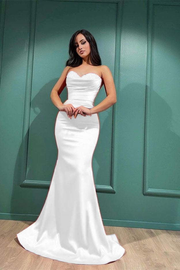 Sweetheart Sleeveless Red Mermaid Evening Dress With Beadings
