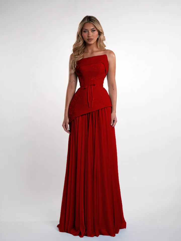Charming Blue Straight Across Sleeveless Sequins Pleated Evening Dress