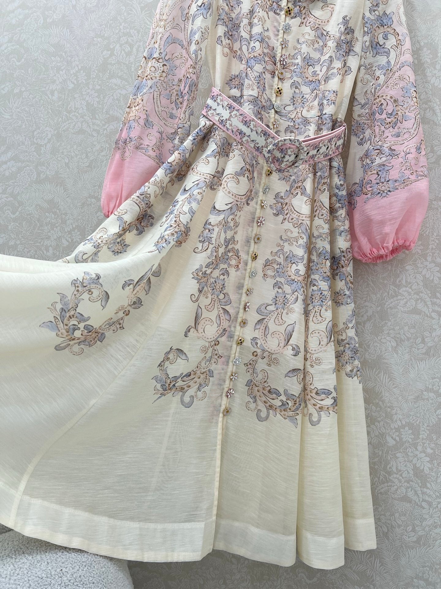ZIMMERMANN LONG DRESS WITH A STAND COLLAR 275112