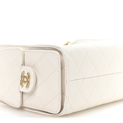 Caviar Quilted Mini Chanel 25 Handbag White