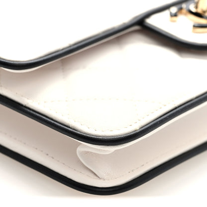 Lambskin Quilted Resin CC Mini Flap Bag White Black