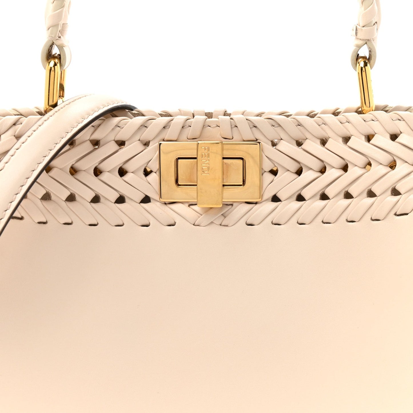 Nappa Interlace Mini Peekaboo Iconic Satchel Camelia