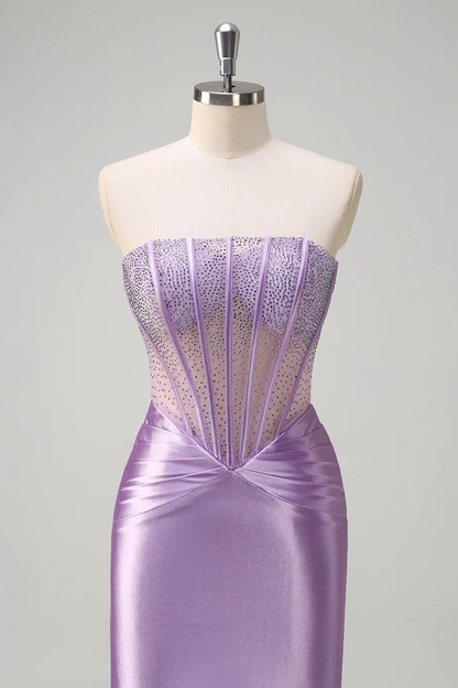Gorgeous Strapless Sleeveless Mermaid Prom Dress With Beading