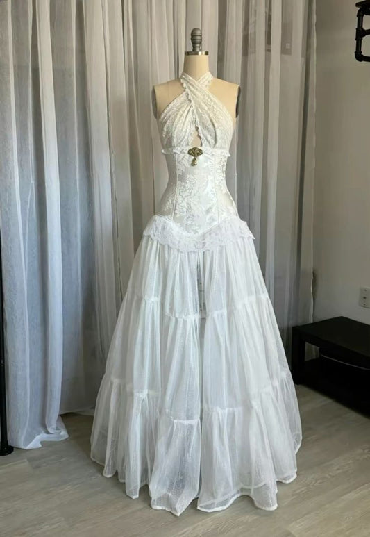 Halter Lace A Line Occasion Dress Formal Party Dress      fg7264