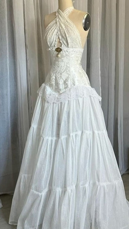 Halter Lace A Line Occasion Dress Formal Party Dress      fg7264