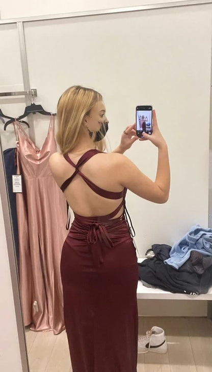 Simple Burgundy V Neck Long Party Dress Formal Prom Dress      fg6917