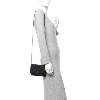 Caviar Quilted Wallet On Chain WOC Black