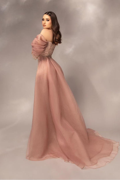 Glamorous Sequins Off the Shoulder Long Sleeves Mermaid Prom Dress with Pleated