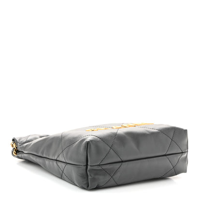 Shiny Calfskin Quilted Mini Chanel 22 Dark Grey