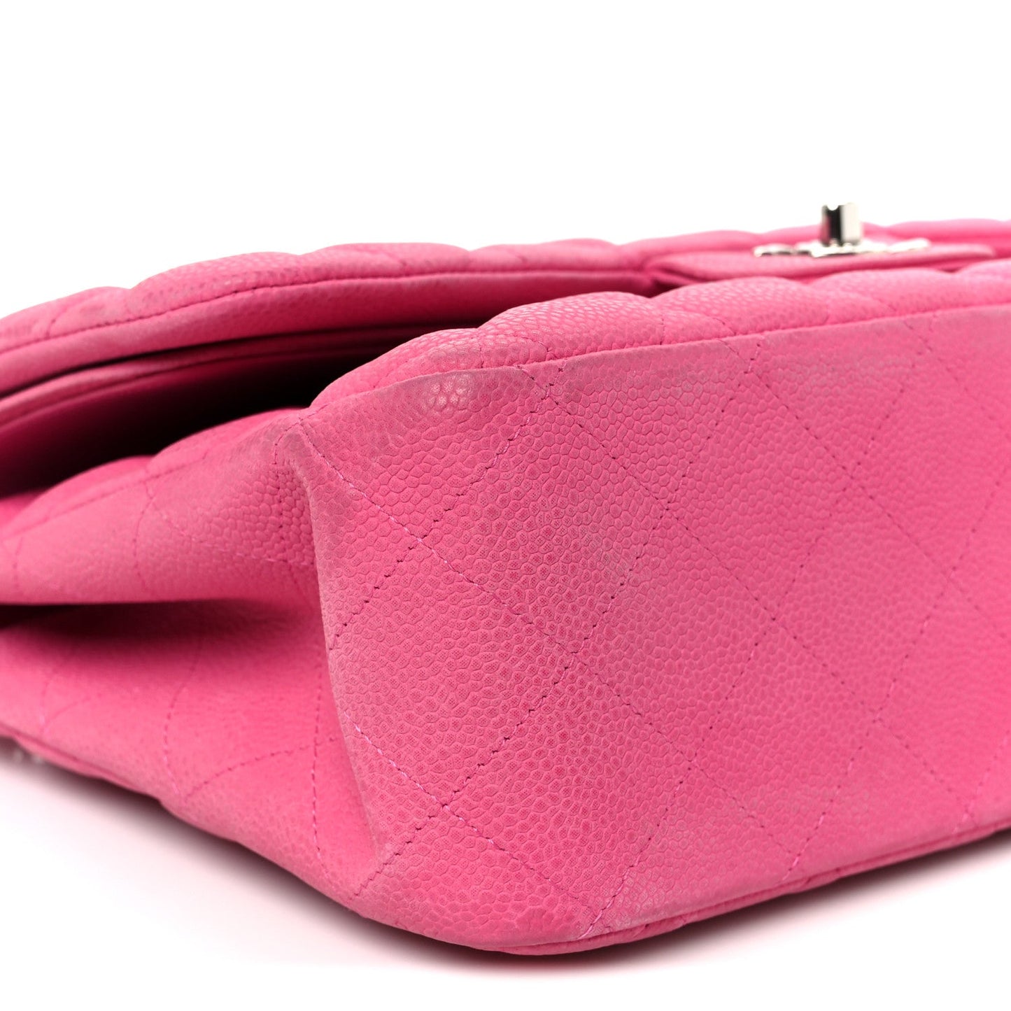 Iridescent Caviar Quilted Jumbo Double Flap Pink
