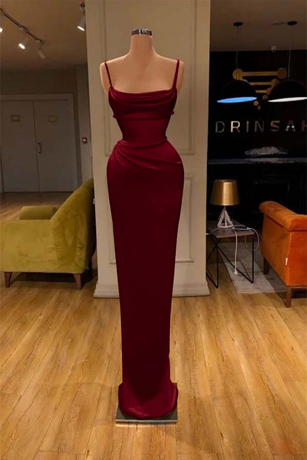 Red Spaghetti-Straps Mermaid Prom Dress
