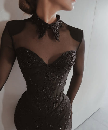 Mermaid Long Sleeves Sweetheart Prom Dress With Beads