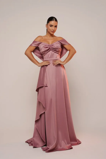 Sleeveless Sweetheart Off-Shoulders Long Prom Dress With Ruffles