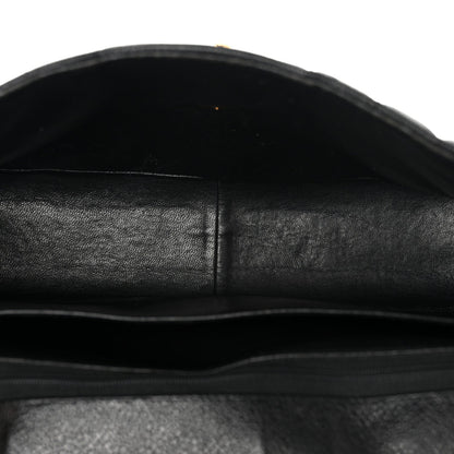 Caviar Vertical Quilted Small Single Flap Black