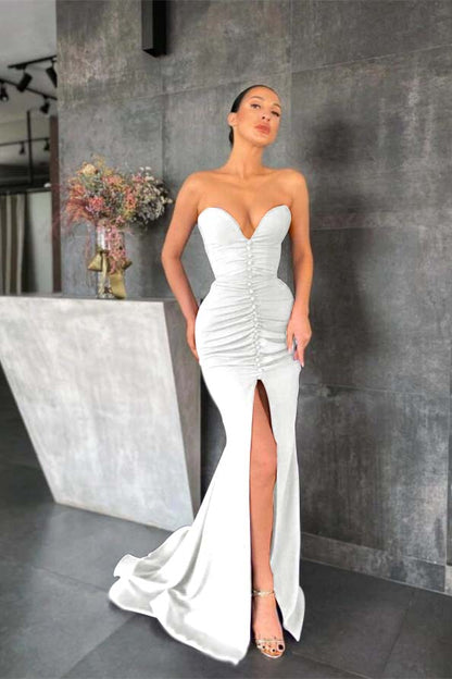 Purple Sweetheart Sleeveless Prom Dress Mermaid With Slit