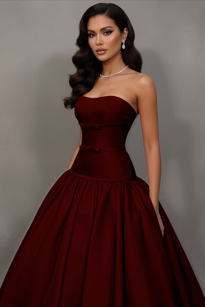Stunning Sleeveless Strapless A Line Prom Dress With Bowknot