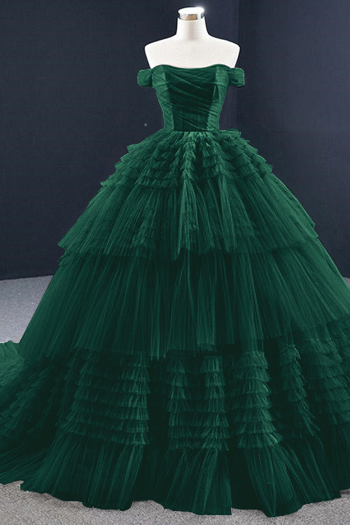 Lotus Ball Grown Prom Dress Tulle Layered With Off-The-Shoulder Strapless On Sale