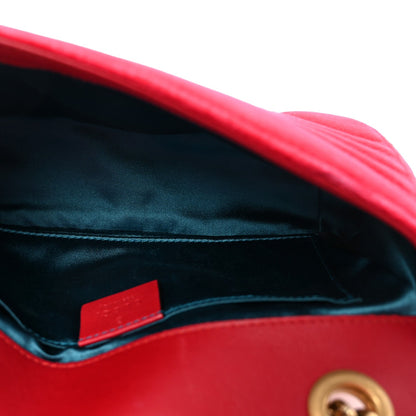 Velvet Matelasse Mini GG Marmont Shoulder Bag Hibiscus Red