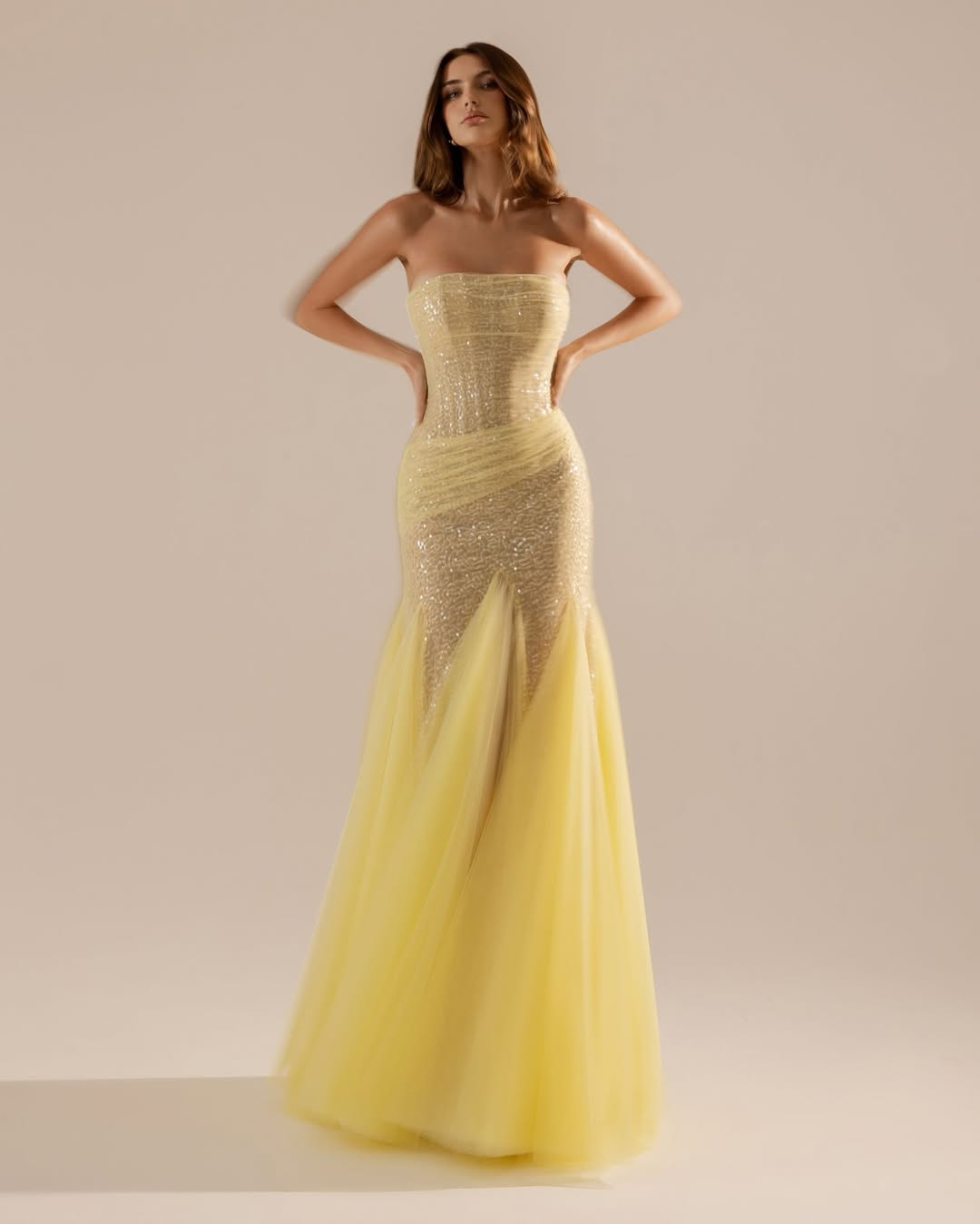 Sleeveless Strapless Square Prom Dress With Sequins