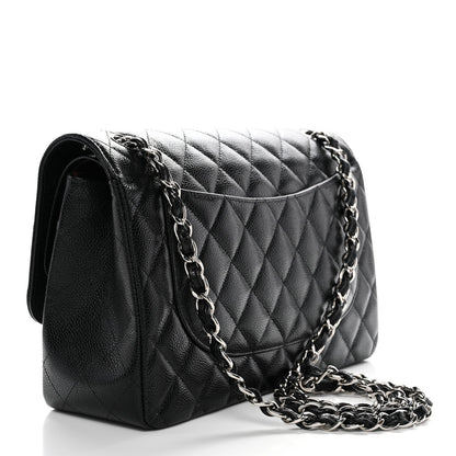 Caviar Quilted Jumbo Double Flap Black