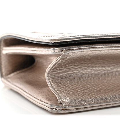 Metallic Grained Calfskin Small Diorama Flap Bag Copper