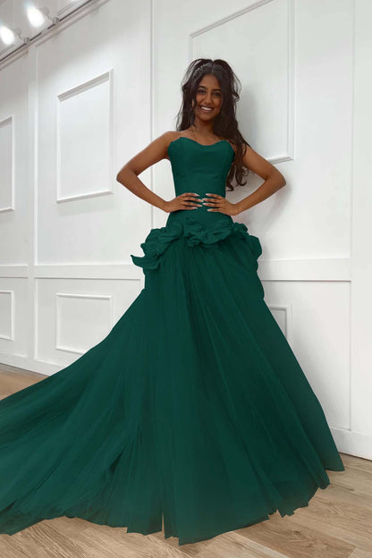Pink Sweetheart Mermaid Evening Dress in Satin and Tulle with Bows