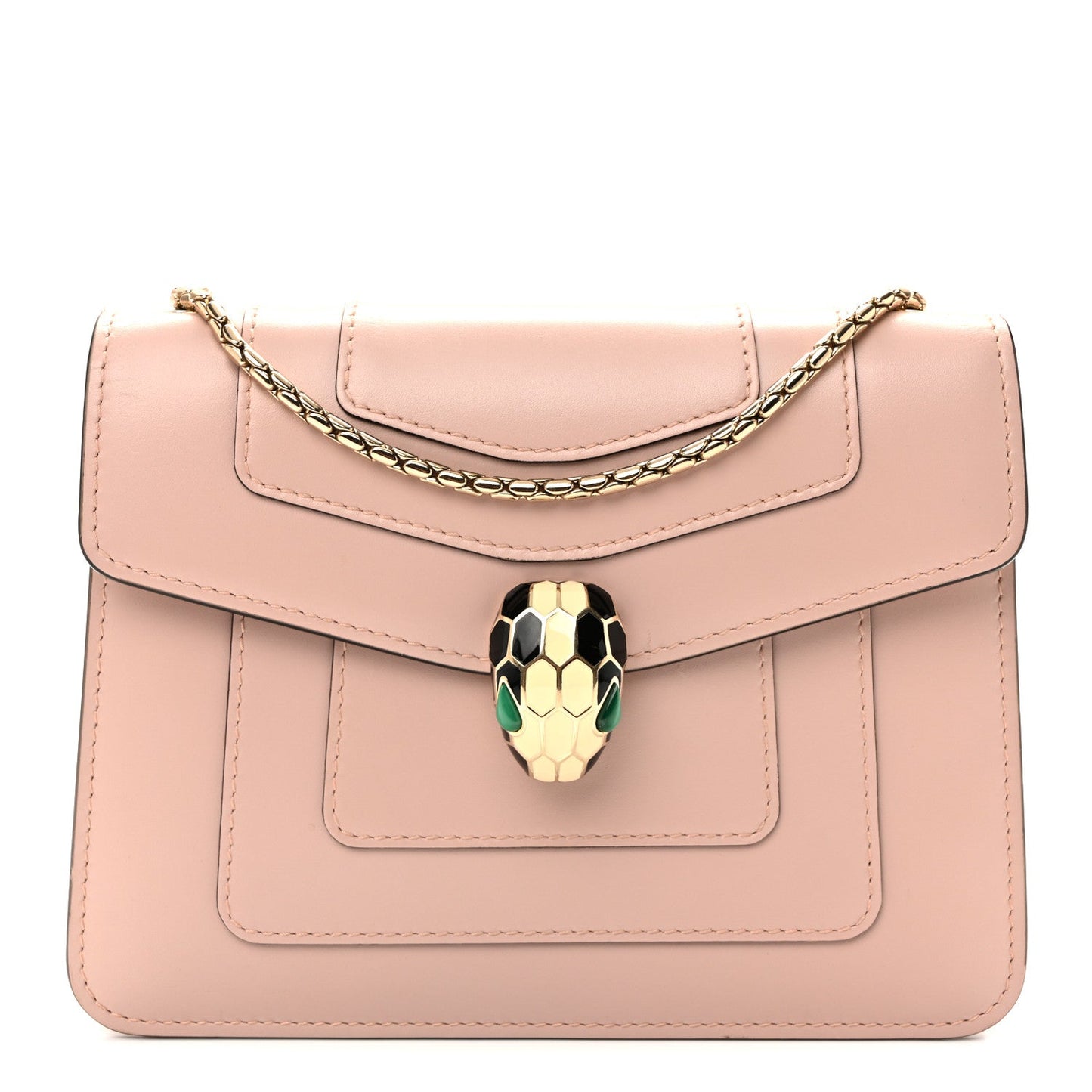 Calfskin Small Serpenti Forever Snake Strap Crossbody Bag Light Pink