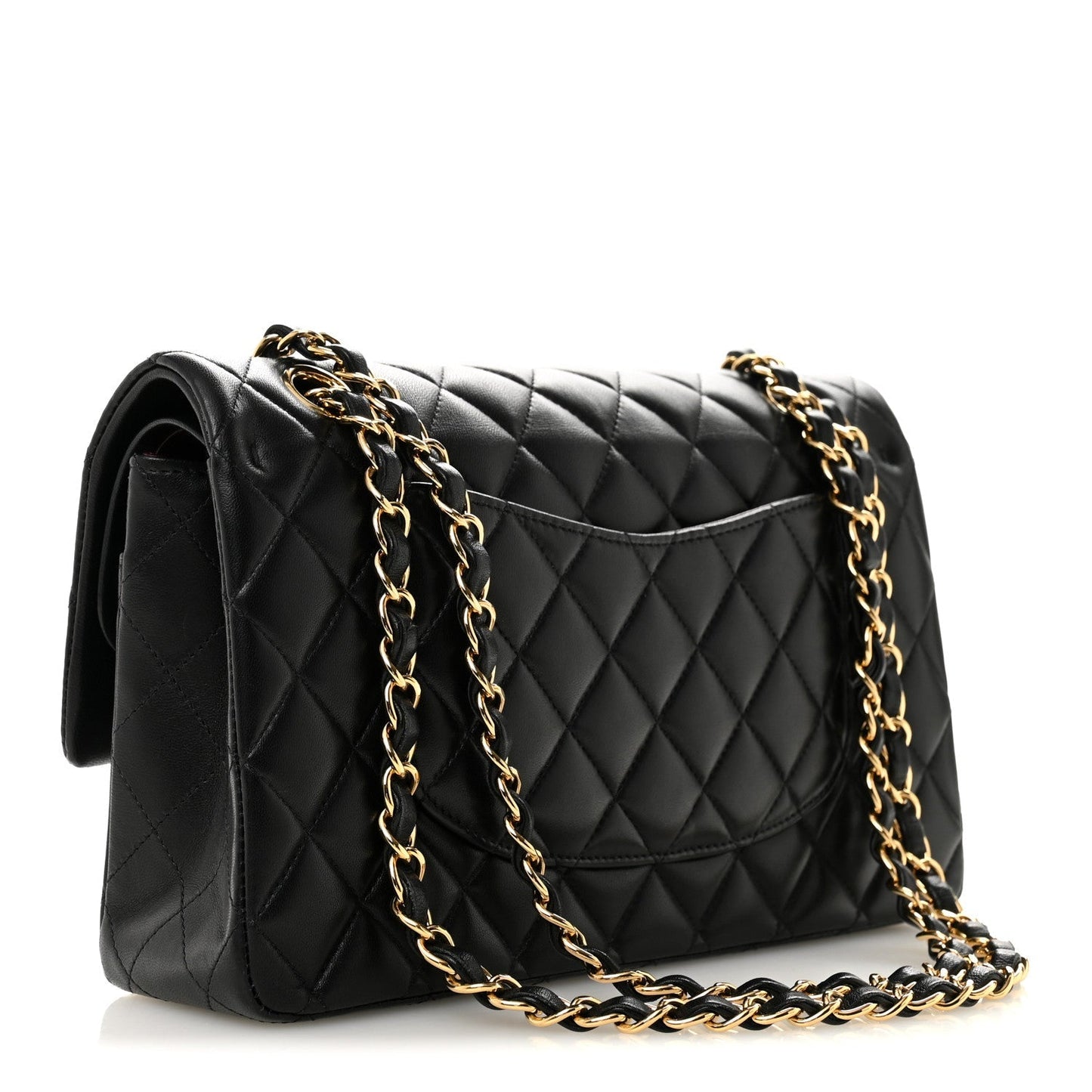 Lambskin Quilted Medium Double Flap Black