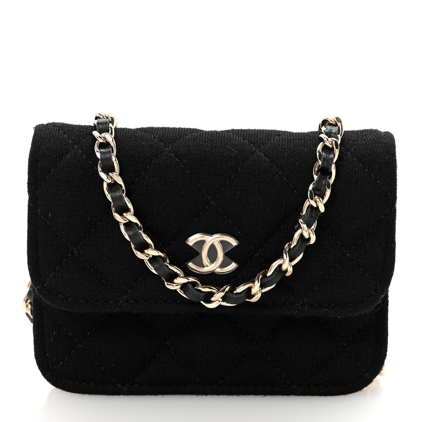 Jersey Quilted Micro Mini Flap Black