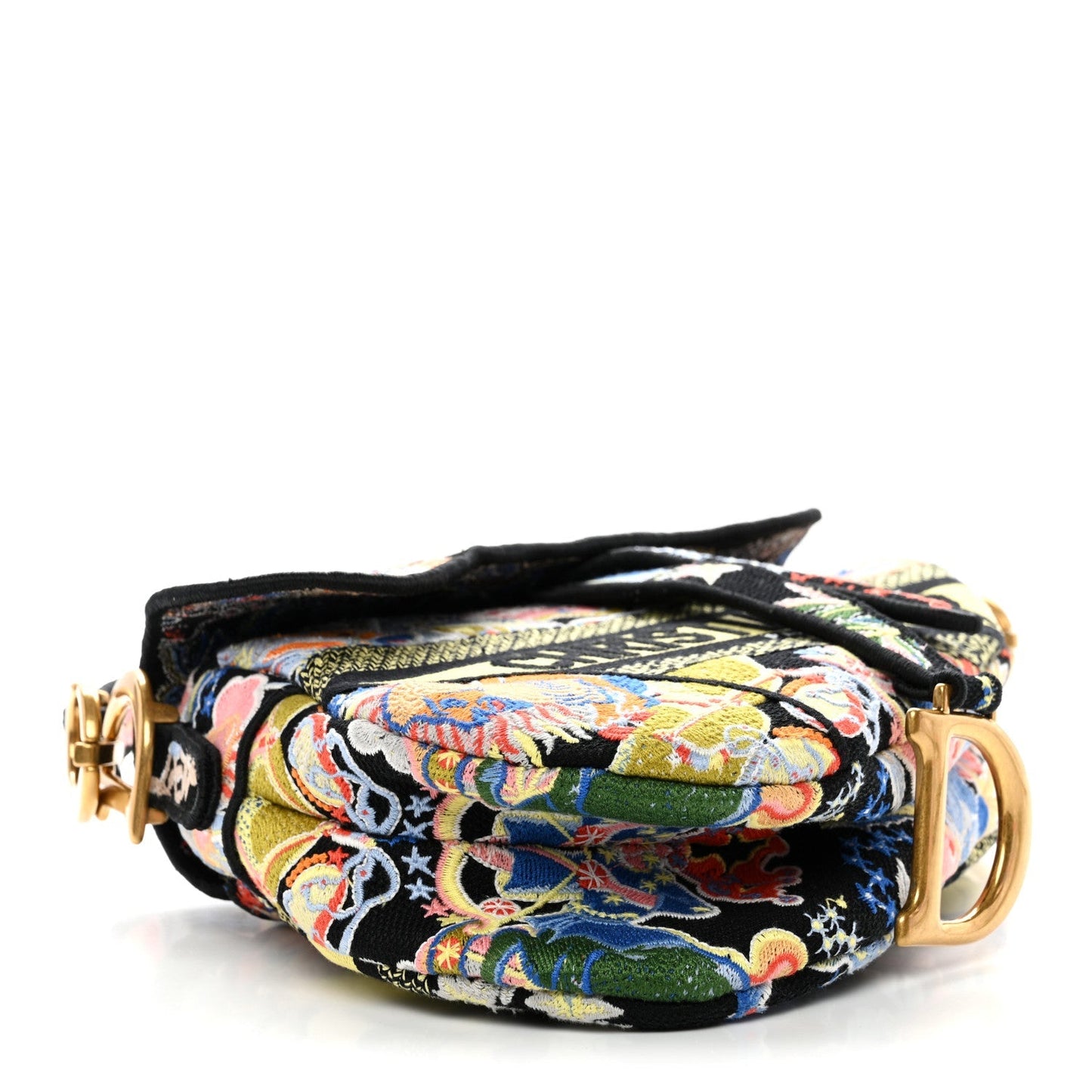 Canvas Embroidered Zodiac Fantastico Saddle Bag Black Multicolor