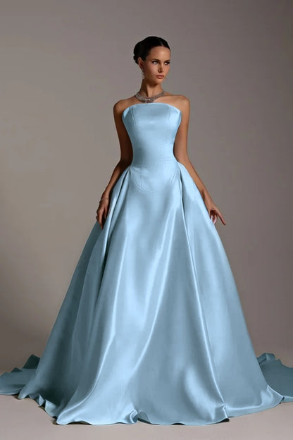 Sleeveless Strapless A-Line Elegant Prom Dress