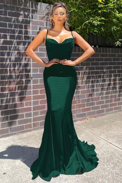 Long Spaghetti-Straps Mermaid Prom Dress