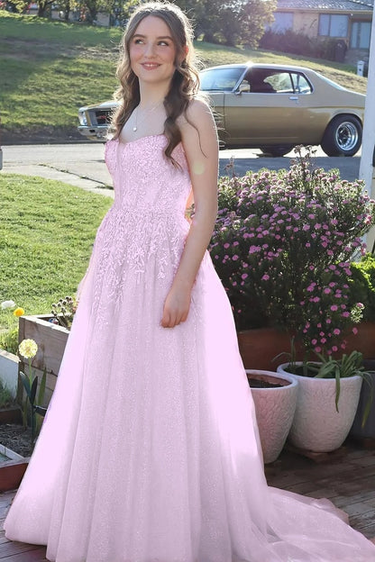 Sleeveless Spaghetti Straps Sweetheart A-Line Sequins Prom Dress