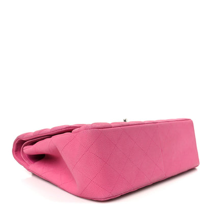 Iridescent Caviar Quilted Jumbo Double Flap Pink
