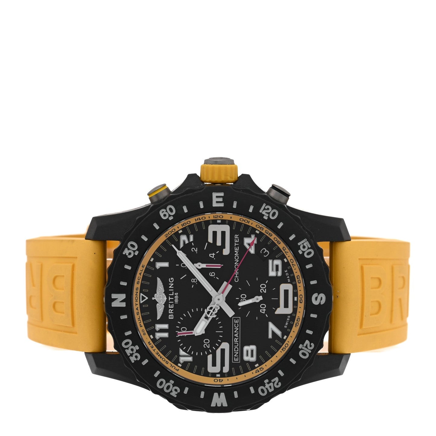 Breitlight Rubber 44mm Endurance Pro Chronograph Quartz Watch Yellow X82310