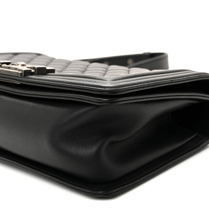 Calfskin Quilted Medium Boy Flap Black
