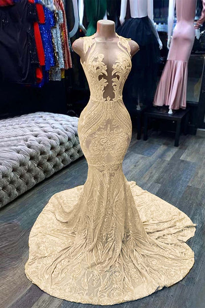 Mermaid Yellow Sequins Prom Dress Sleeveless