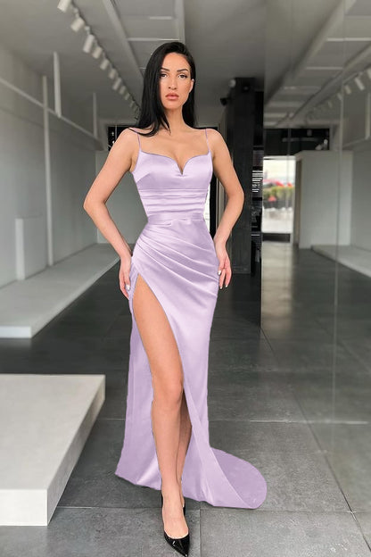 Mermaid Black Spaghetti-Straps Prom Dress With Slit