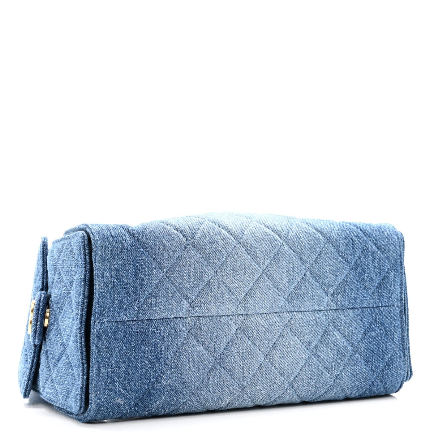 Washed Denim Quilted Small Chanel 25 Handbag Blue