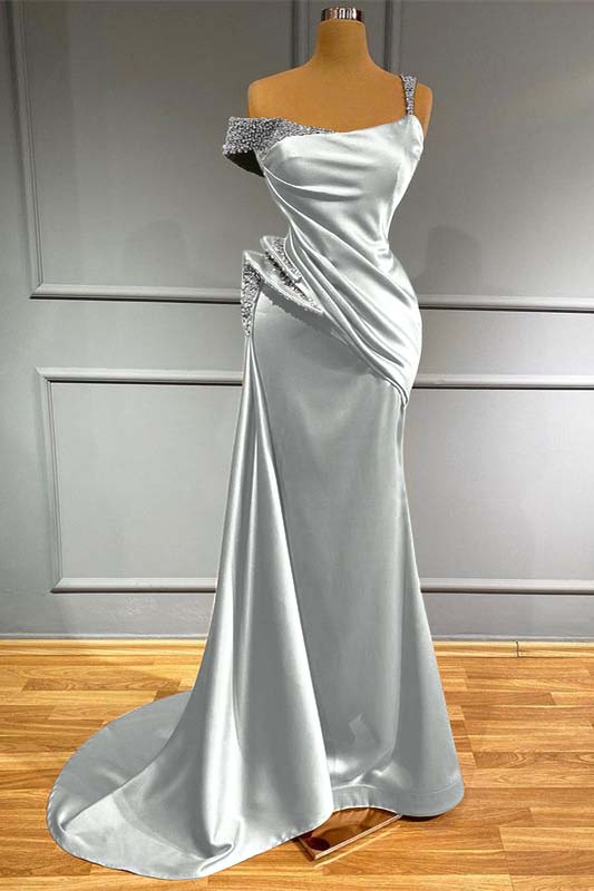 Long Off-the-Shoulder Mermaid Ruffles Evening Dress With Beads