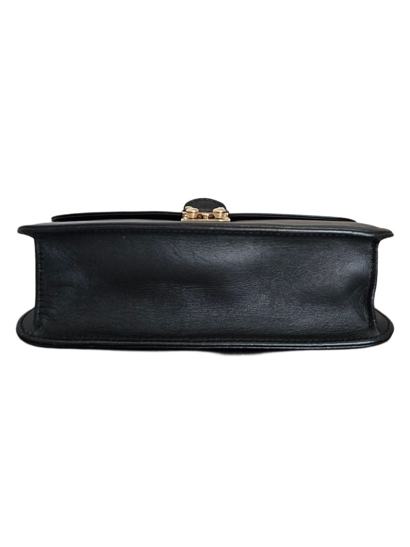Valentino Black Leather Glam Lock Chain Shoulder Bag