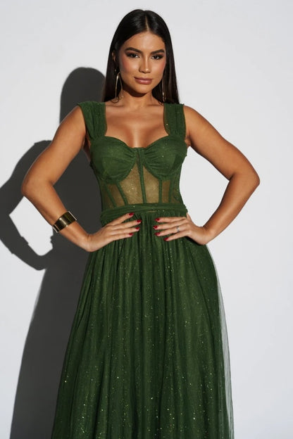 Tulle Long A-Line Prom Dress Sleeveless