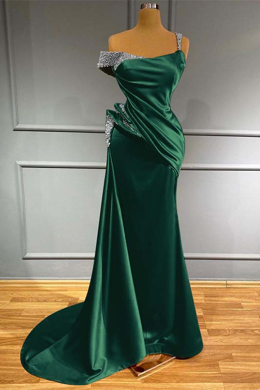 Long Off-the-Shoulder Mermaid Ruffles Evening Dress With Beads